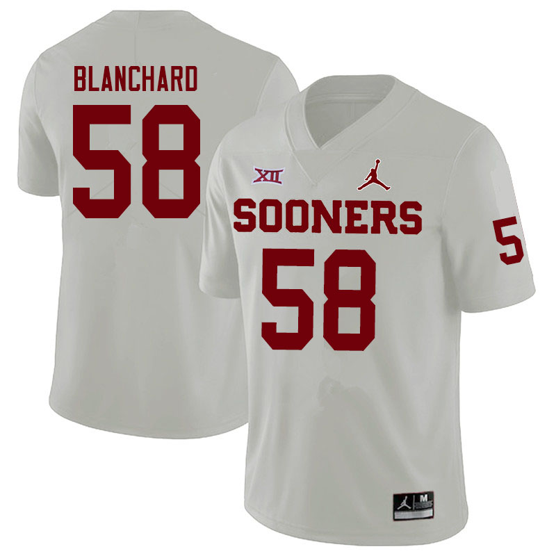 Men #58 Caden Blanchard Oklahoma Sooners Jordan Brand College Football Jerseys Sale-White - Click Image to Close